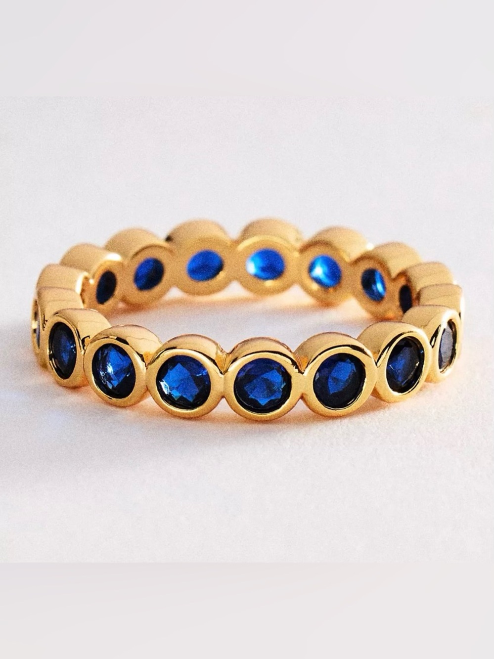 Anthropologie Gold Cubic Zirconia Sapphire Bezel Cut Statement Ring New Size 6